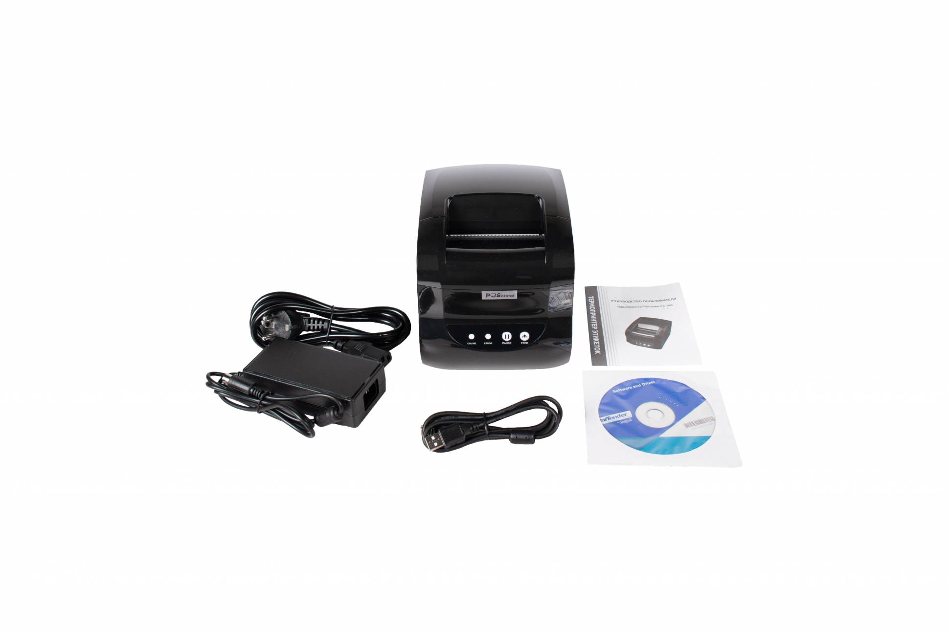 Принтер этикеток POScenter PC-365 (прямая термопечать, 3", USB) черный 