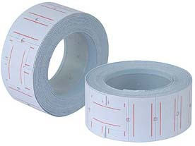 Клейкая лента 22*12 700 эт. белая прямой край с красн. полосой артикул 0021-447                  