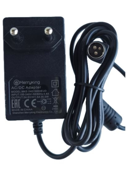 Блок питания с кабелем для АТОЛ 20Ф MKE-2401500HEUD (24V 1,5A) артикул 64109                  